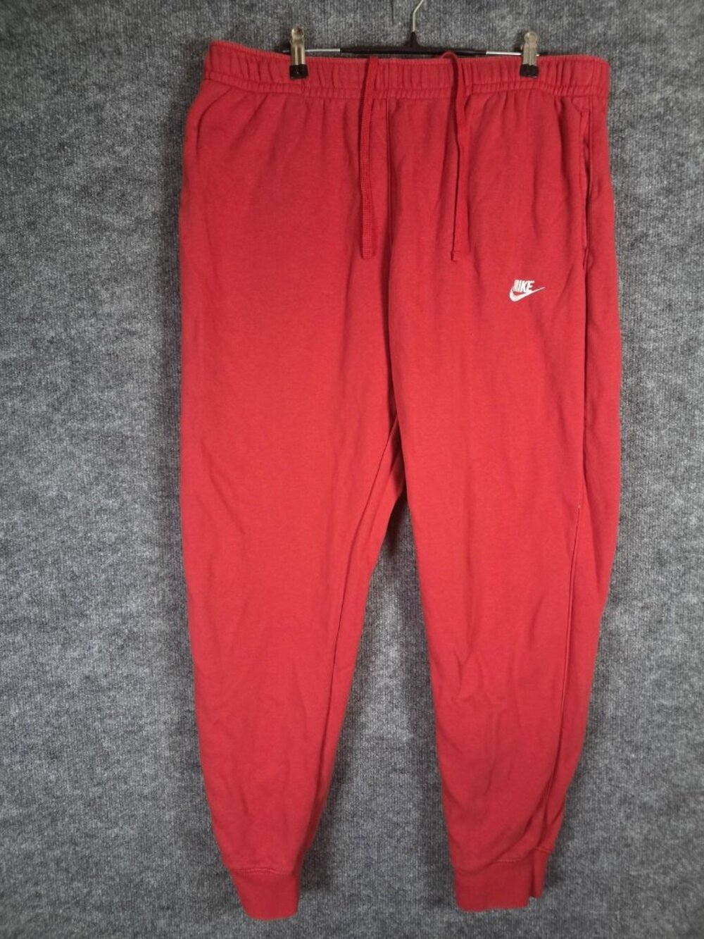 Nike Sweatpants Mens 2XLT Red French Terry Joggers Cuffed Swoosh Logo BV2671-657
